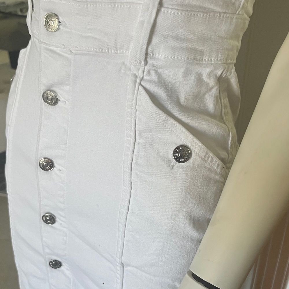 Zara DENIM Strapless White Button-Front Dress with pockets XS - Picture 2 of 6